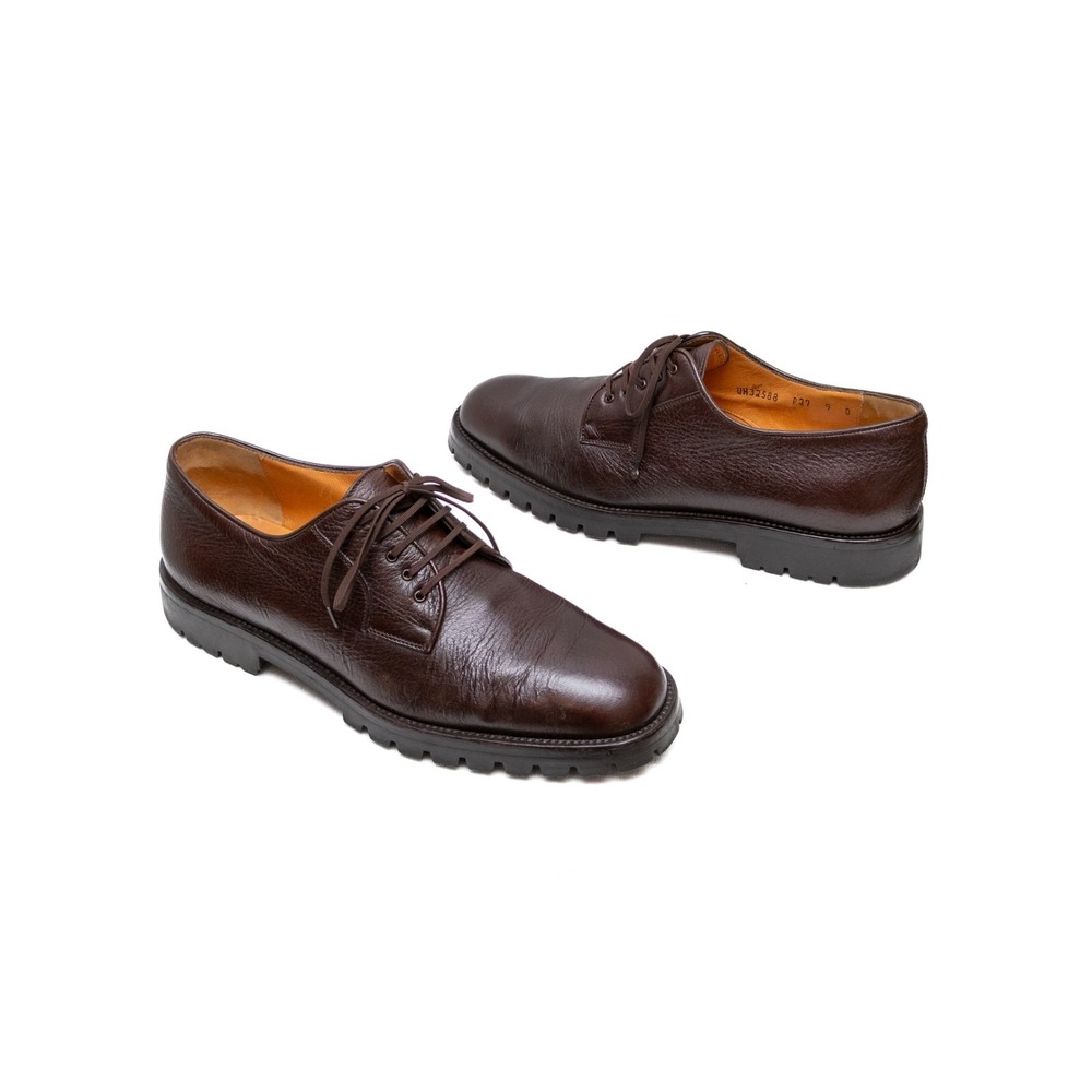 Vintage Mens Salvatore Ferragamo Brown Leather Derby Shoes US 9D‎ – Lug Sole
